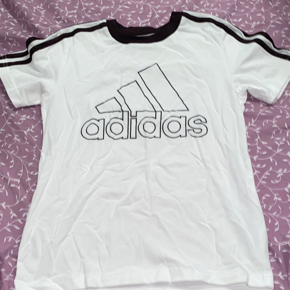 Adidas Kids White and Black Tee